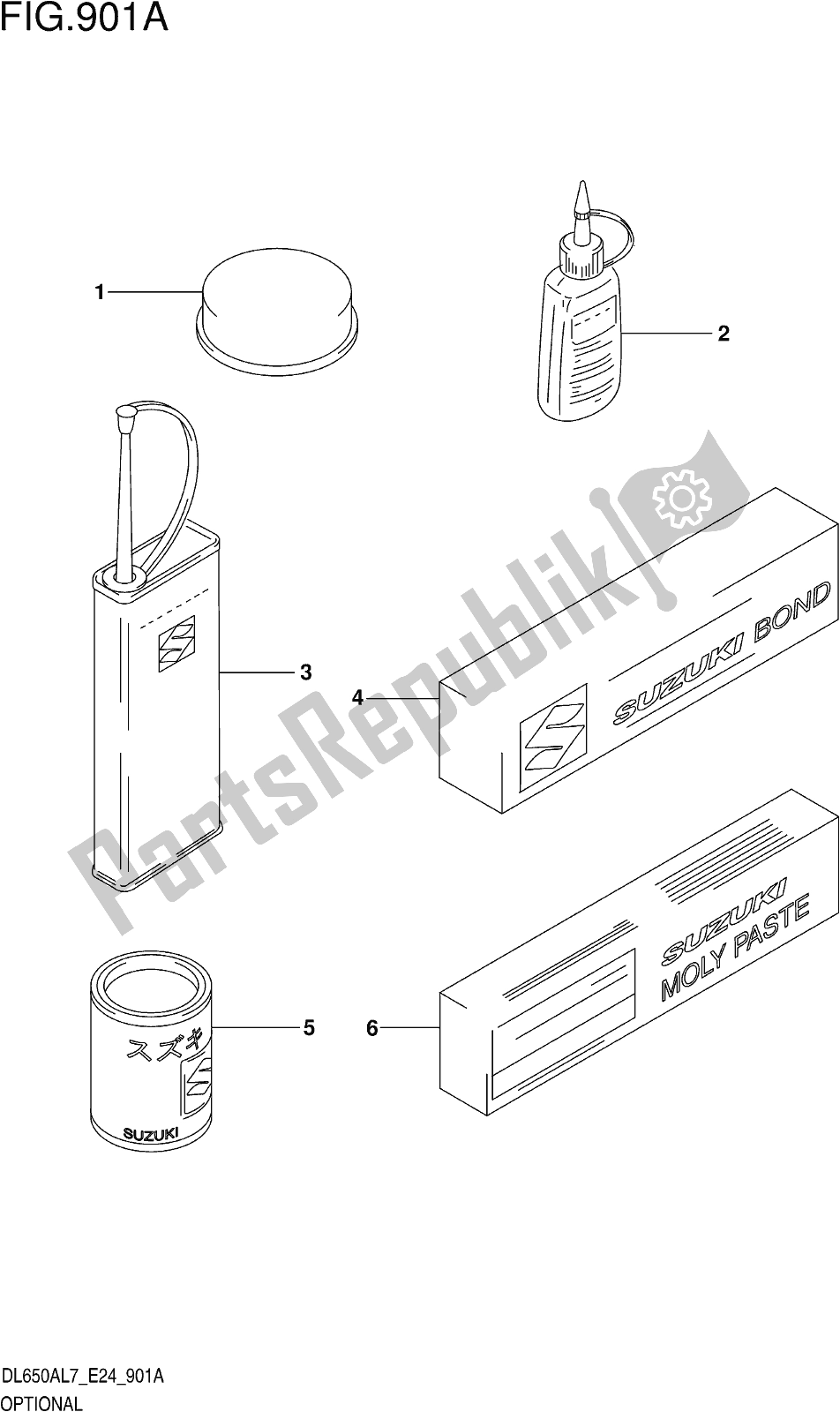 Todas las partes para Fig. 901a Optional de Suzuki DL 650 Xaue V Strom 2017