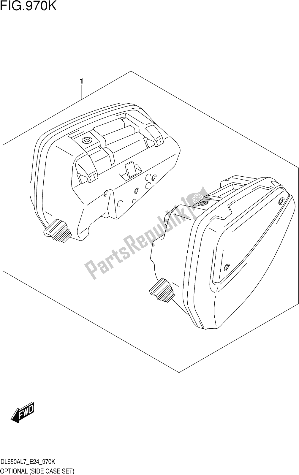 Todas las partes para Fig. 970k Optional (side Case Set) de Suzuki DL 650 Xaue V Strom 2017
