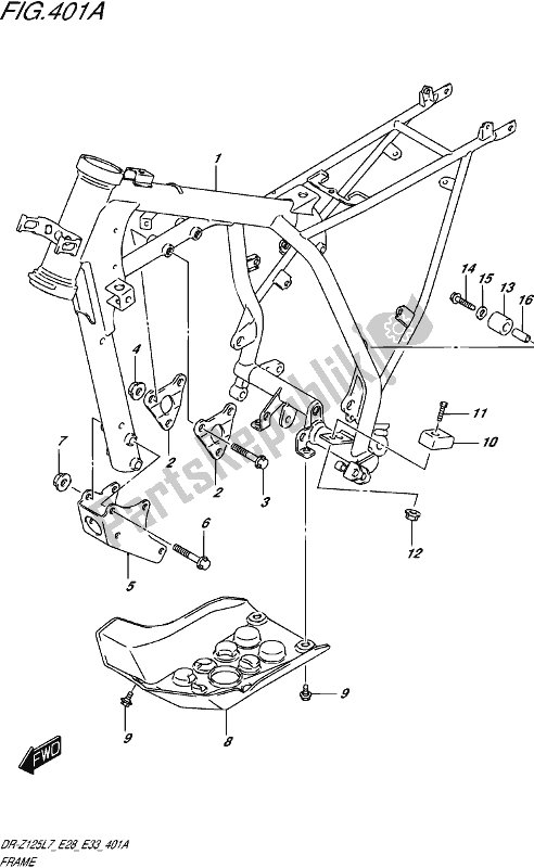 Tutte le parti per il Telaio del Suzuki DR-Z 125 2017