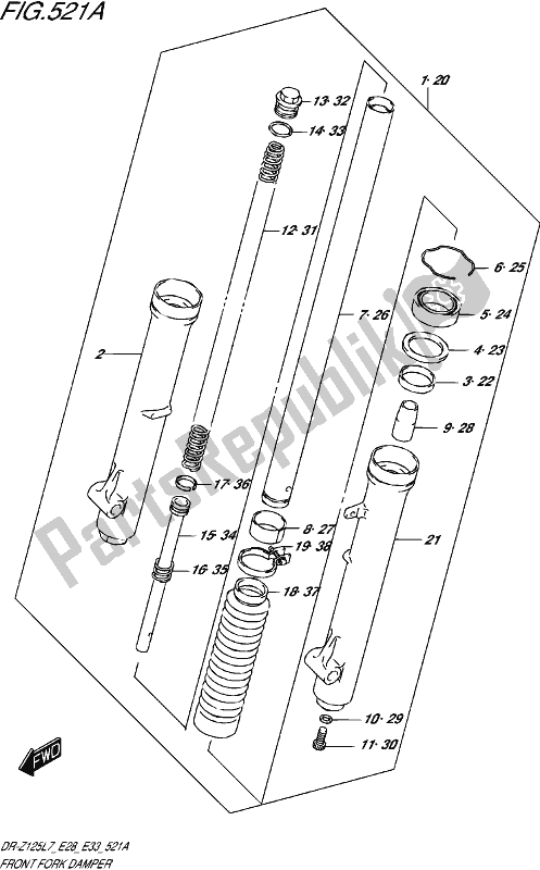 Tutte le parti per il Front Fork Damper (dr-z125 E28) del Suzuki DR-Z 125 2017