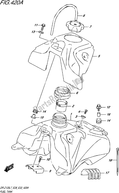 Tutte le parti per il Serbatoio Di Carburante del Suzuki DR-Z 125 2017