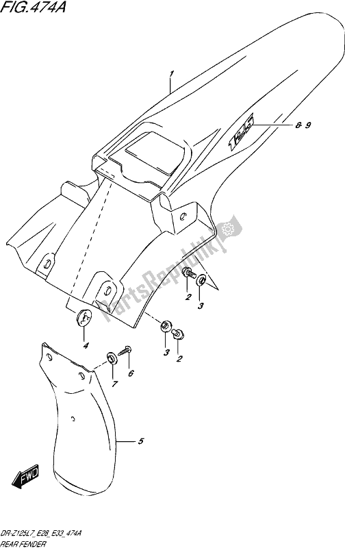 Todas las partes para Rear Fender (dr-z125 E28) de Suzuki DR-Z 125 2017