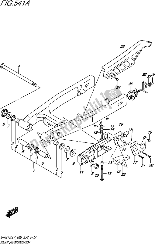 Tutte le parti per il Rear Swingingarm (dr-z125 E28) del Suzuki DR-Z 125 2017