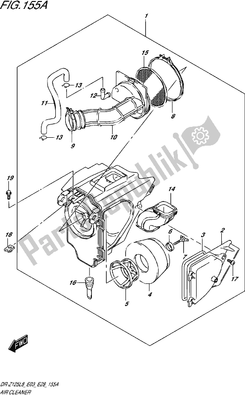 All parts for the Air Cleaner of the Suzuki DR-Z 125 2018