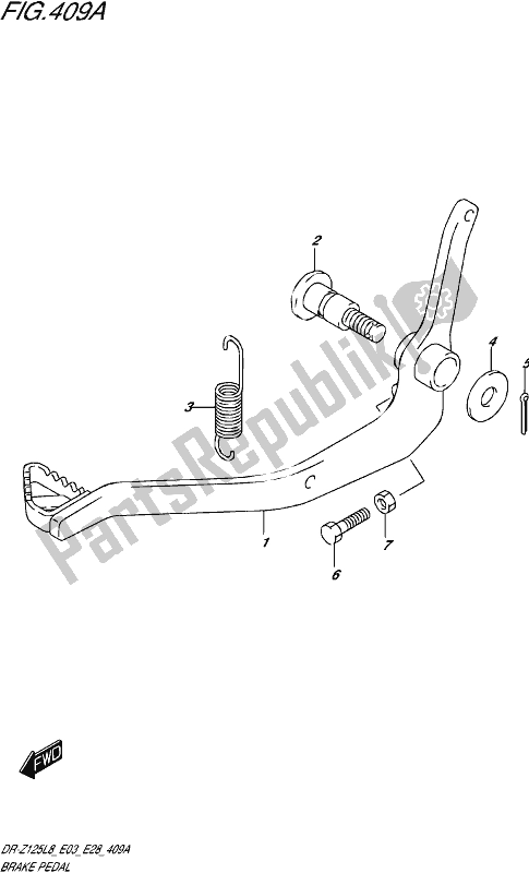 All parts for the Brake Pedal of the Suzuki DR-Z 125 2018