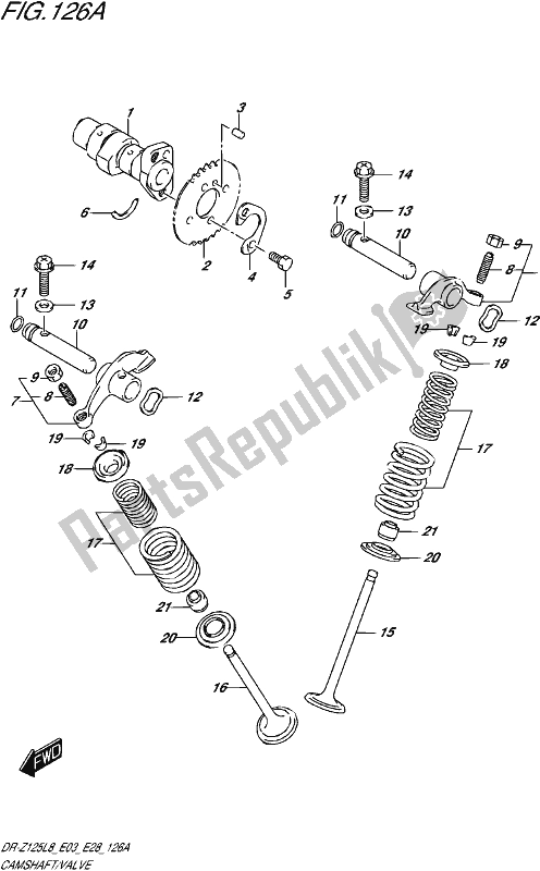 All parts for the Camshaft/valve of the Suzuki DR-Z 125 2018
