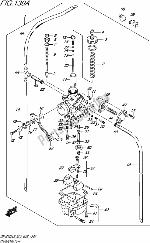 All parts for the Carburetor of the Suzuki DR-Z 125 2018