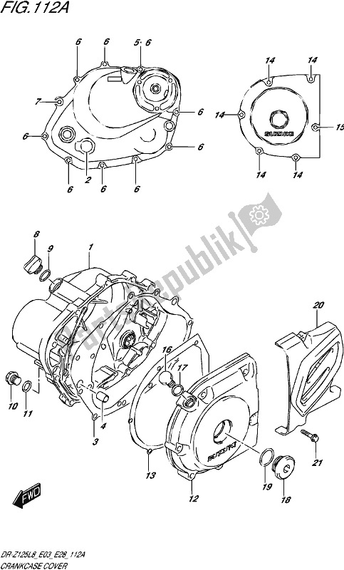 All parts for the Crankcase Cover of the Suzuki DR-Z 125 2018