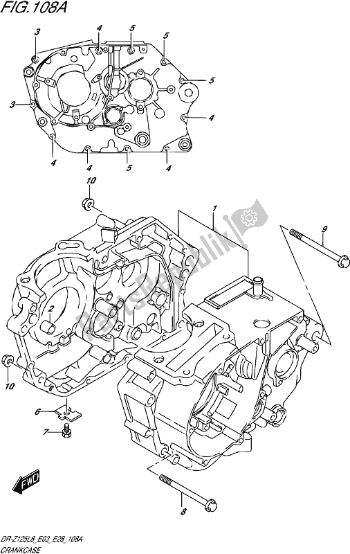 All parts for the Crankcase of the Suzuki DR-Z 125 2018