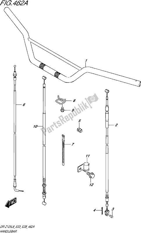 All parts for the Handlebar (dr-z125l8 E28) of the Suzuki DR-Z 125 2018