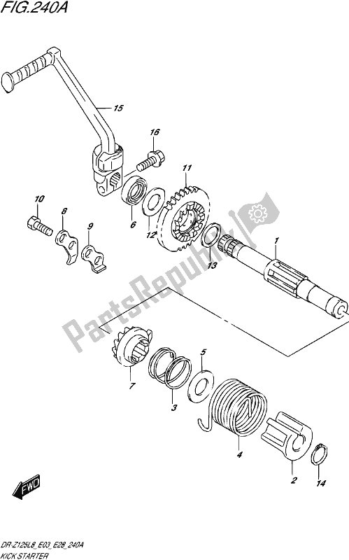 All parts for the Kick Starter of the Suzuki DR-Z 125 2018