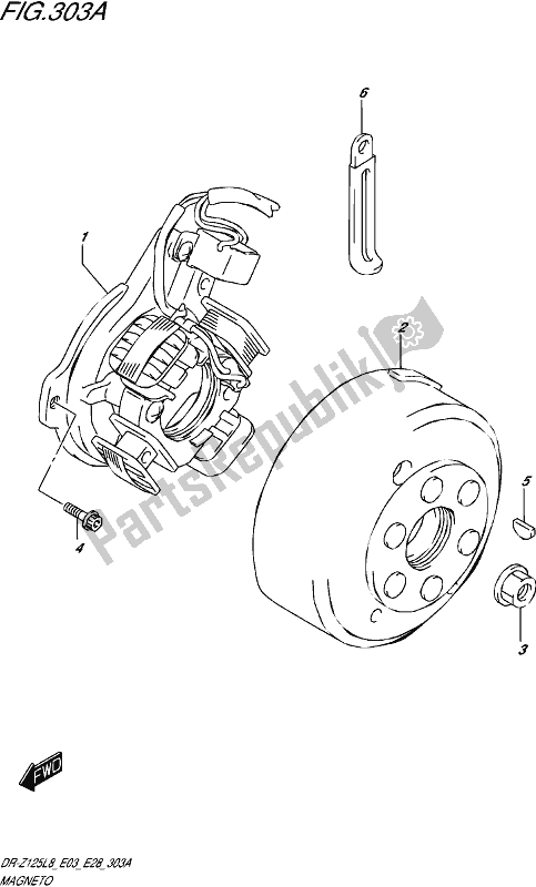 All parts for the Magneto of the Suzuki DR-Z 125 2018