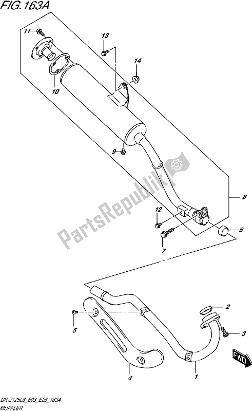 All parts for the Muffler of the Suzuki DR-Z 125 2018