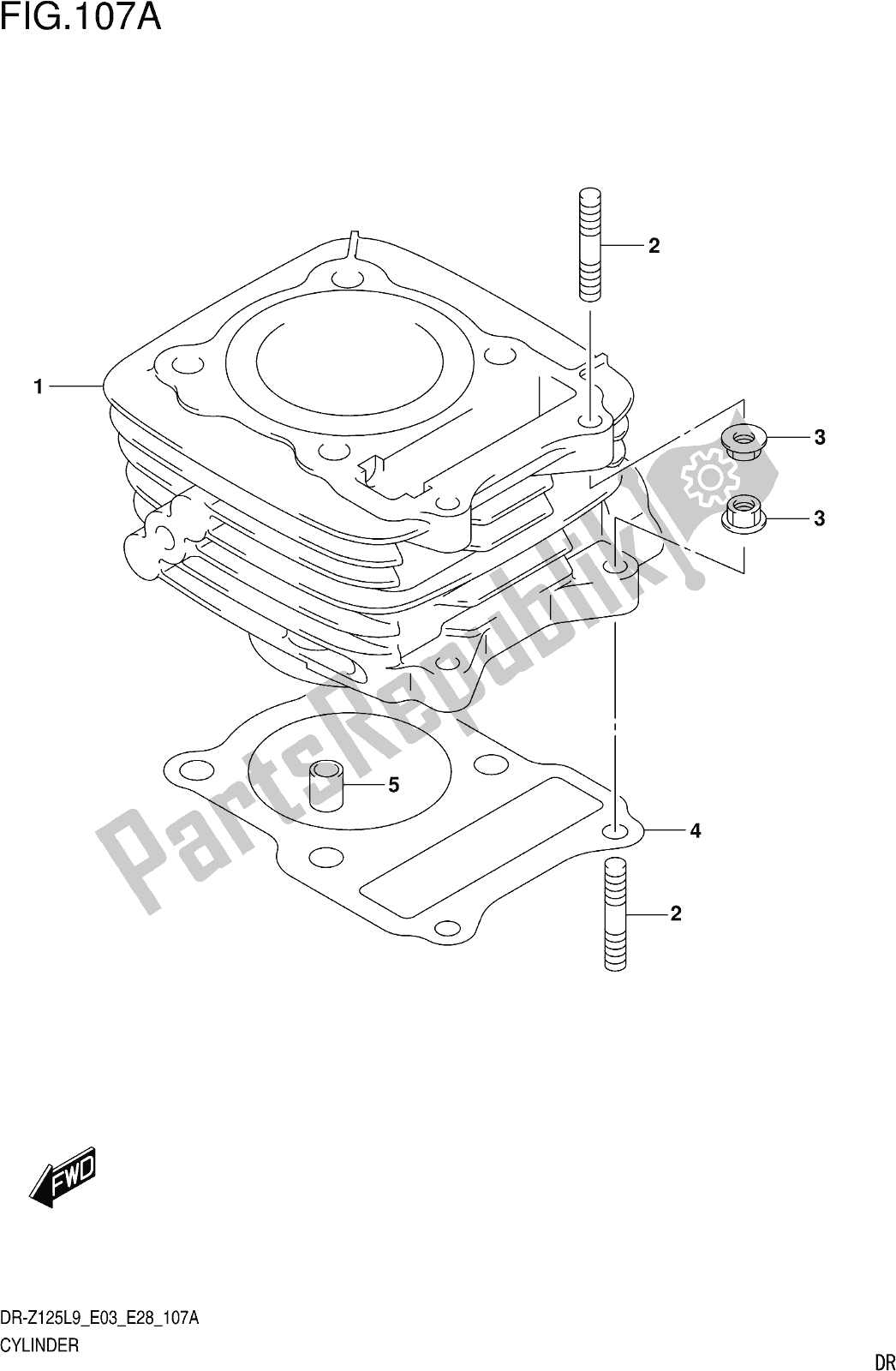 Todas as partes de Fig. 107a Cylinder do Suzuki DR-Z 125 2019