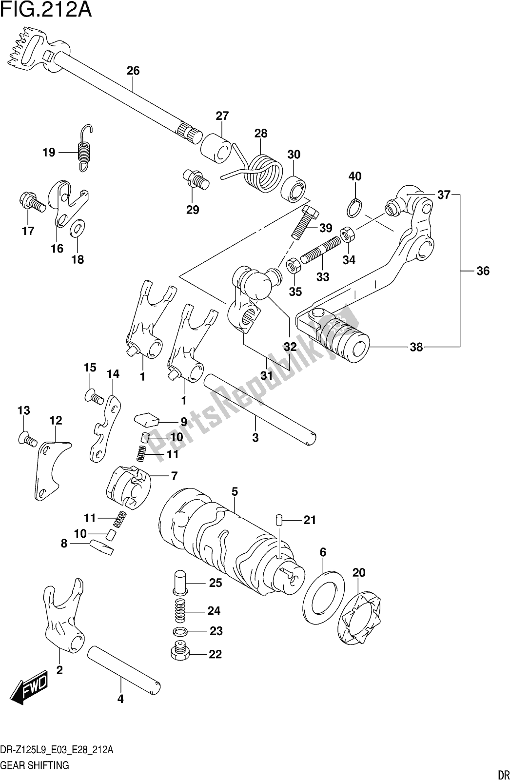 Alle onderdelen voor de Fig. 212a Gear Shifting van de Suzuki DR-Z 125 2019