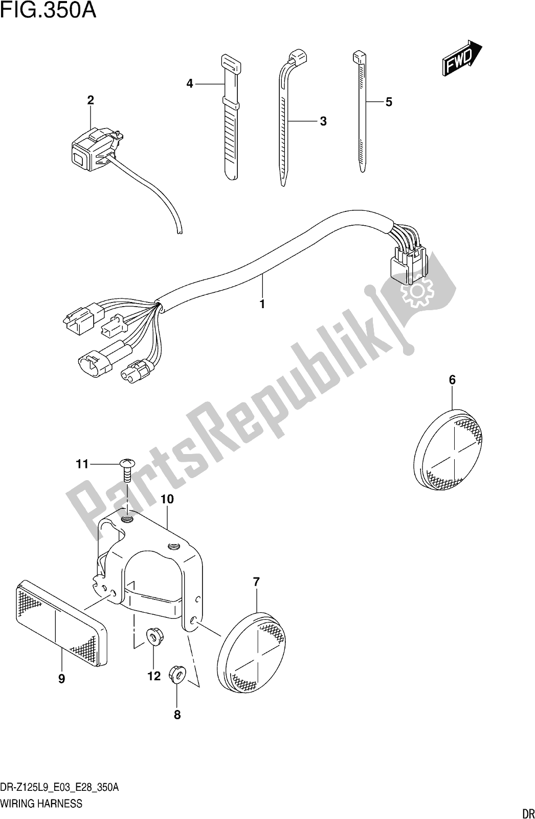 Todas as partes de Fig. 350a Wiring Harness (dr-z125l9 E28) do Suzuki DR-Z 125 2019