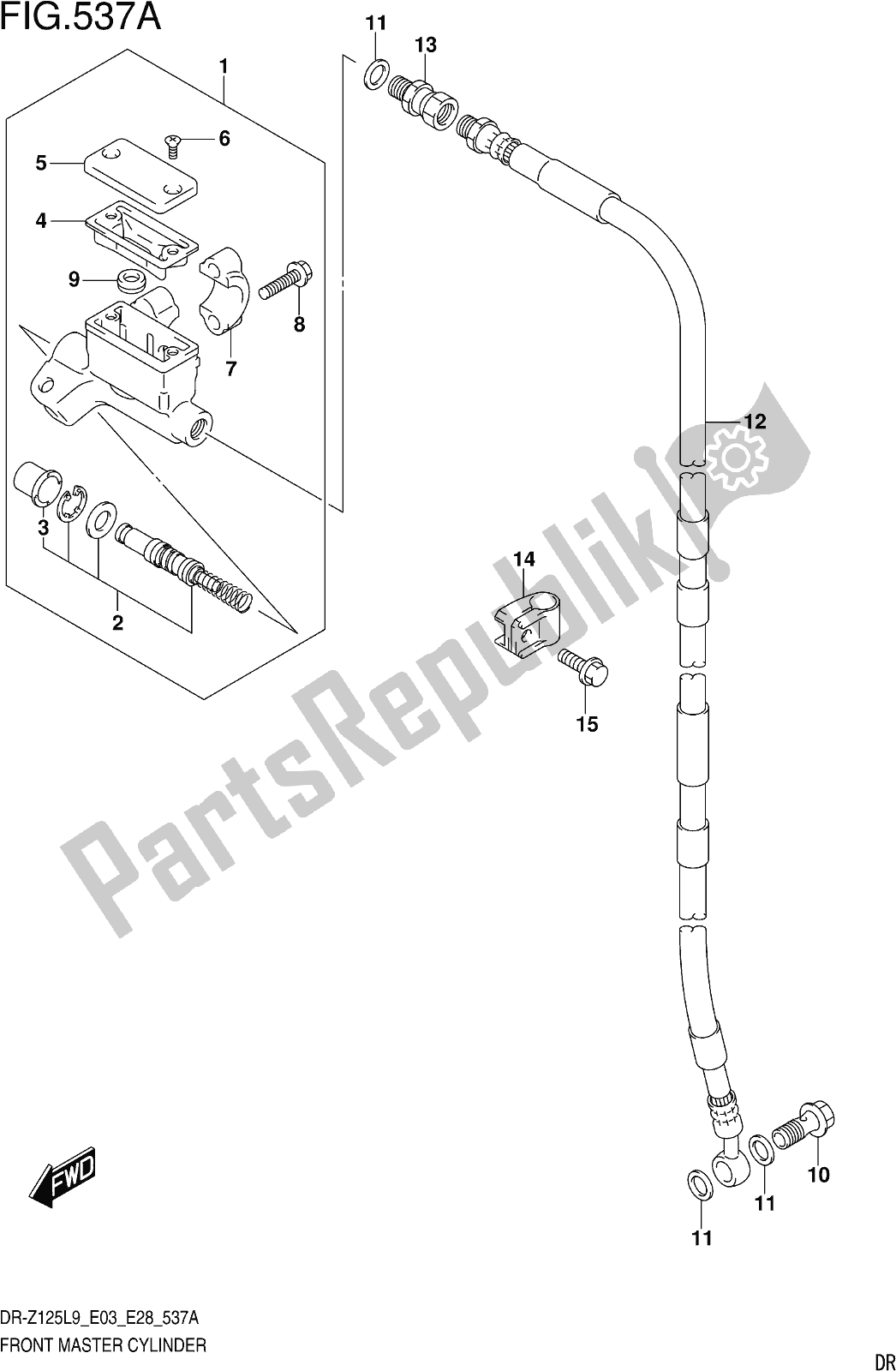 Todas as partes de Fig. 537a Front Master Cylinder (dr-z125ll9 E03) do Suzuki DR-Z 125 2019