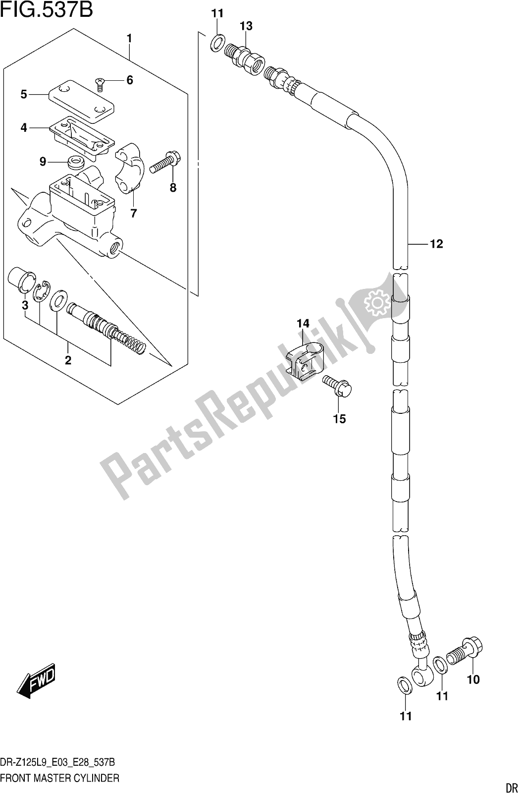 Toutes les pièces pour le Fig. 537b Front Master Cylinder (dr-z125ll9 E28) du Suzuki DR-Z 125 2019