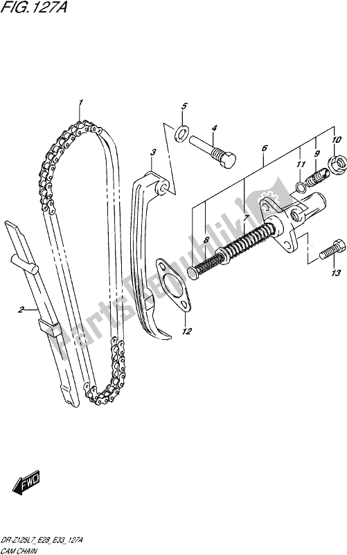 All parts for the Cam Chain of the Suzuki DR-Z 125L 2017