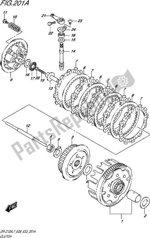 All parts for the Clutch of the Suzuki DR-Z 125L 2017