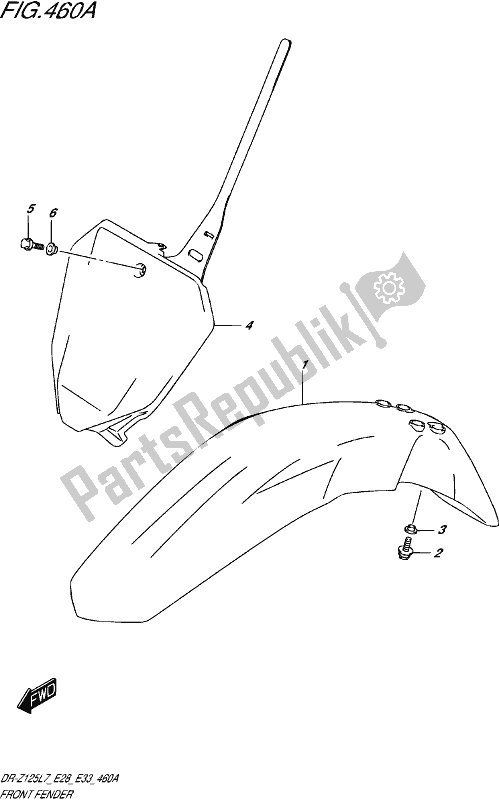 All parts for the Front Fender of the Suzuki DR-Z 125L 2017