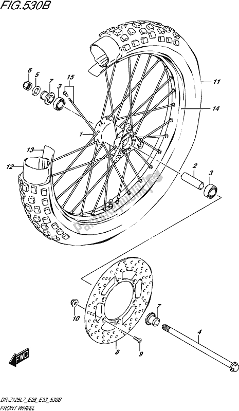 Tutte le parti per il Front Wheel (dr-z125l E28) del Suzuki DR-Z 125L 2017