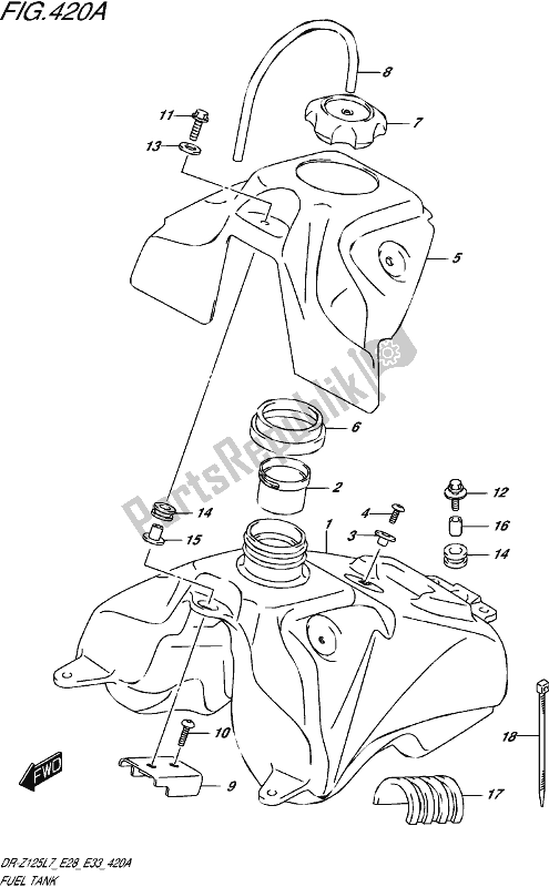 All parts for the Fuel Tank of the Suzuki DR-Z 125L 2017