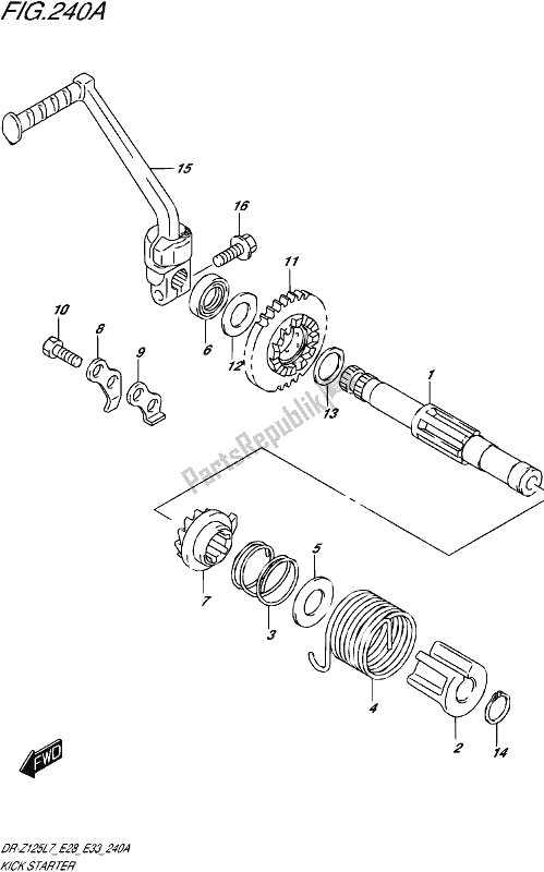 All parts for the Kick Starter of the Suzuki DR-Z 125L 2017