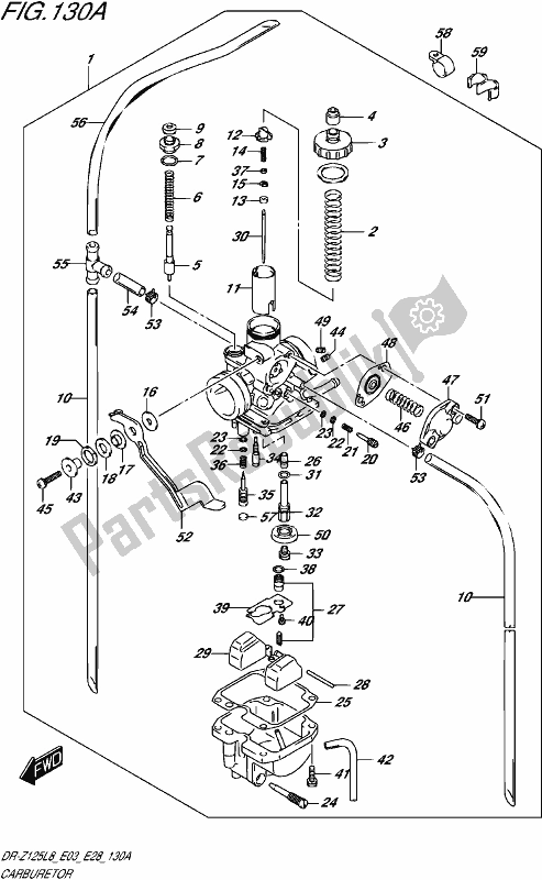 All parts for the Carburetor of the Suzuki DR-Z 125L 2018