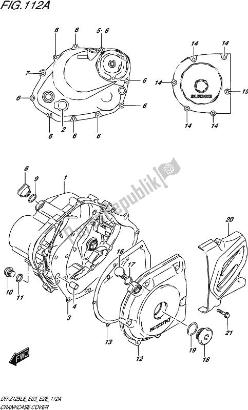 All parts for the Crankcase Cover of the Suzuki DR-Z 125L 2018