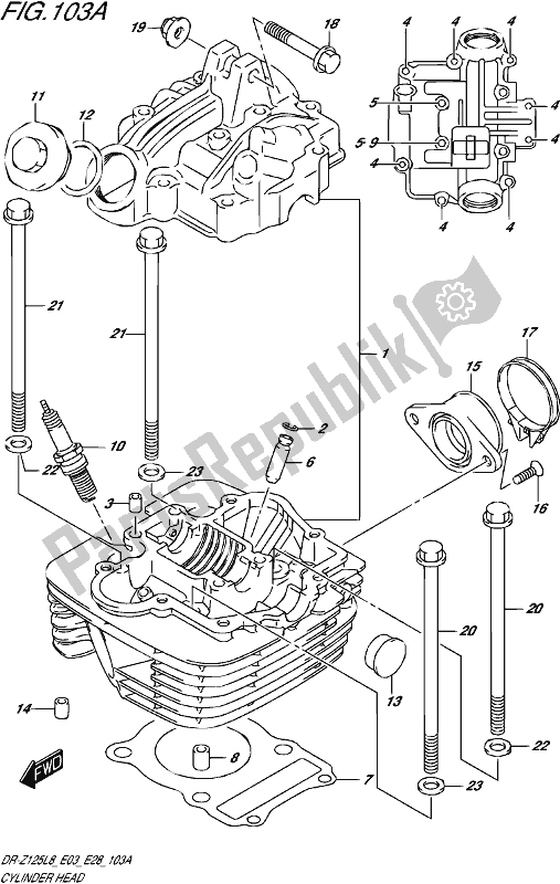 All parts for the Cylinder Head of the Suzuki DR-Z 125L 2018