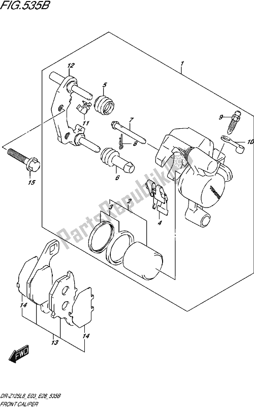 Toutes les pièces pour le Front Caliper (dr-z125ll8 E28) du Suzuki DR-Z 125L 2018