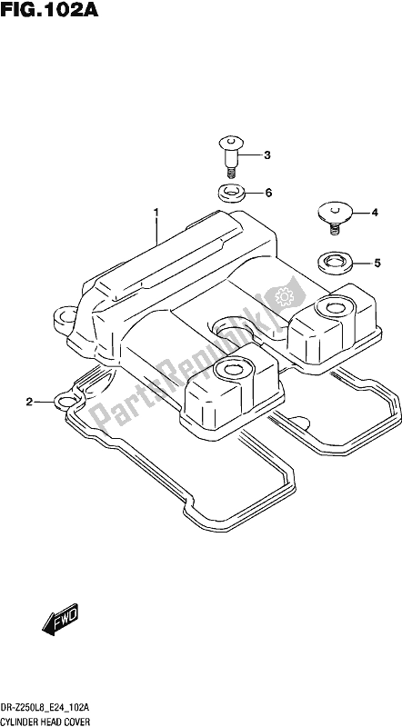 All parts for the Cylinder Head Cover of the Suzuki DR-Z 250 2018