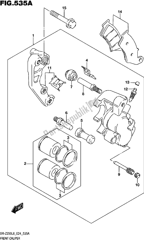 Todas as partes de Compasso De Calibre Frontal do Suzuki DR-Z 250 2018