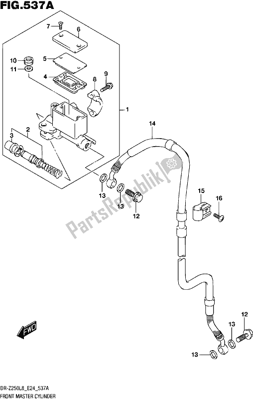 Todas as partes de Cilindro Mestre Dianteiro do Suzuki DR-Z 250 2018