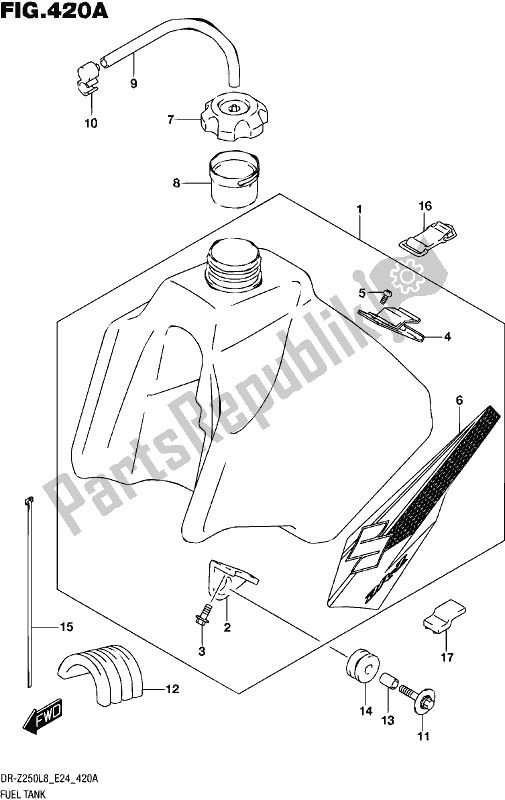 Toutes les pièces pour le Réservoir D'essence du Suzuki DR-Z 250 2018