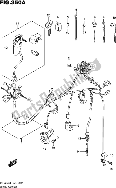 All parts for the Wiring Harness of the Suzuki DR-Z 250 2018