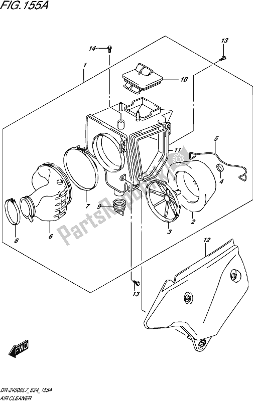 All parts for the Air Cleaner of the Suzuki DR-Z 400E 2017