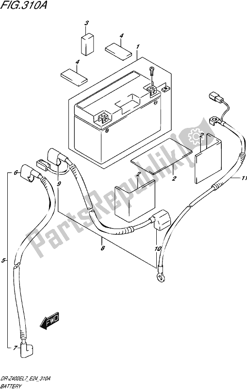 All parts for the Battery of the Suzuki DR-Z 400E 2017