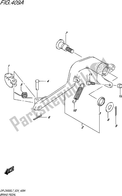 All parts for the Brake Pedal of the Suzuki DR-Z 400E 2017