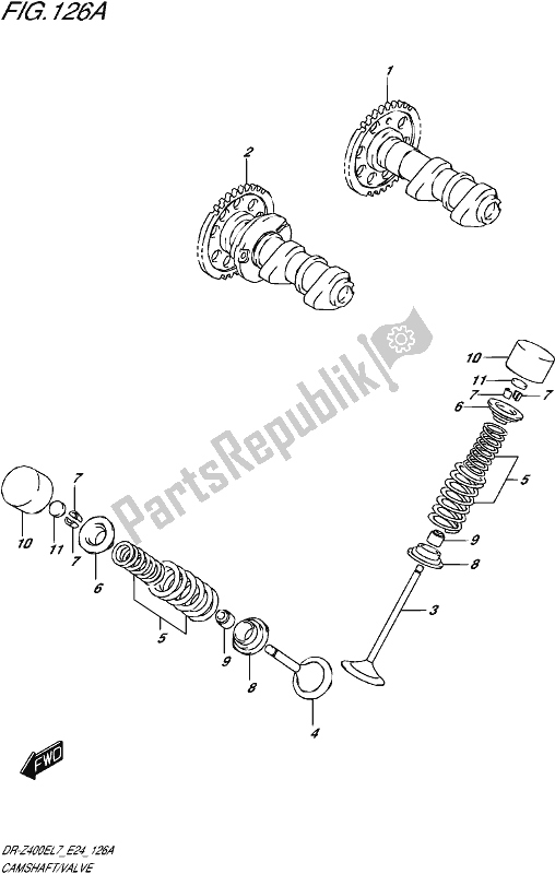 All parts for the Camshaft/valve of the Suzuki DR-Z 400E 2017