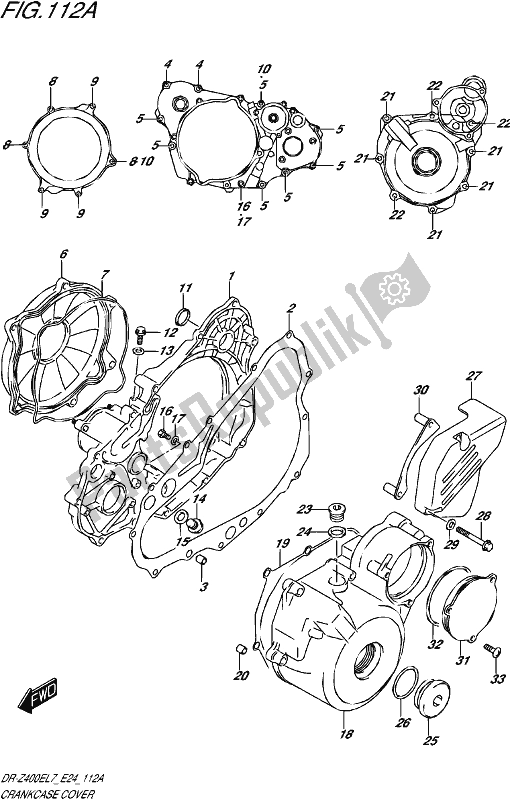 All parts for the Crankcase Cover of the Suzuki DR-Z 400E 2017