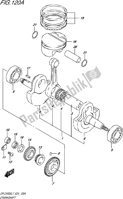 All parts for the Crankshaft of the Suzuki DR-Z 400E 2017