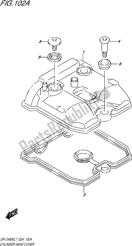 All parts for the Cylinder Head Cover of the Suzuki DR-Z 400E 2017