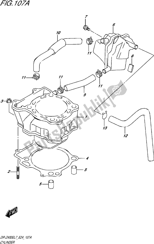 All parts for the Cylinder of the Suzuki DR-Z 400E 2017