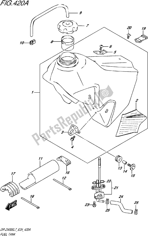 All parts for the Fuel Tank of the Suzuki DR-Z 400E 2017