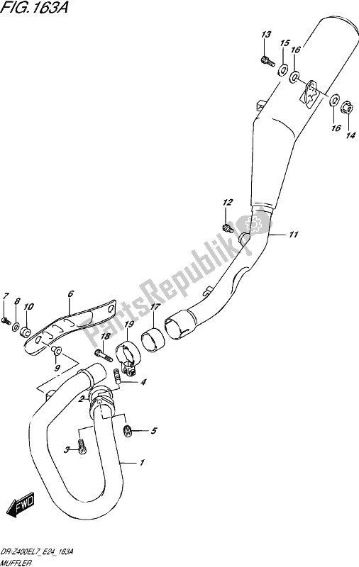 All parts for the Muffler of the Suzuki DR-Z 400E 2017