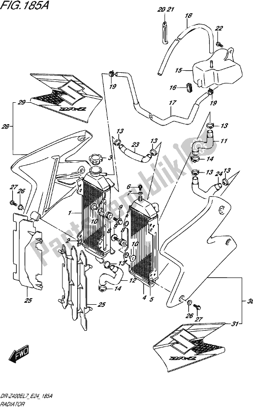 All parts for the Radiator of the Suzuki DR-Z 400E 2017