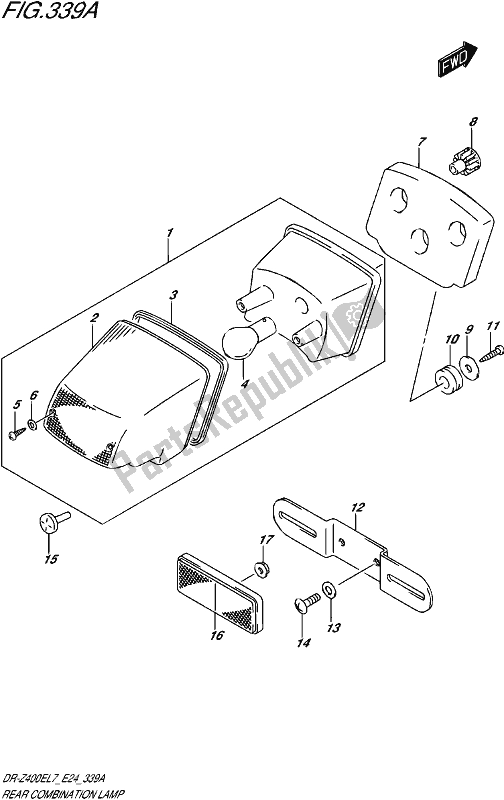 All parts for the Rear Combination Lamp of the Suzuki DR-Z 400E 2017