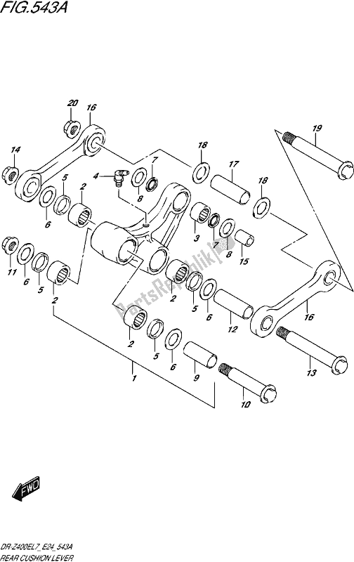 All parts for the Rear Cushion Lever of the Suzuki DR-Z 400E 2017